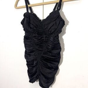 Dolce & Gabbana Corset Top Silk Ruched Black Feminine‎ Bustier Size 38